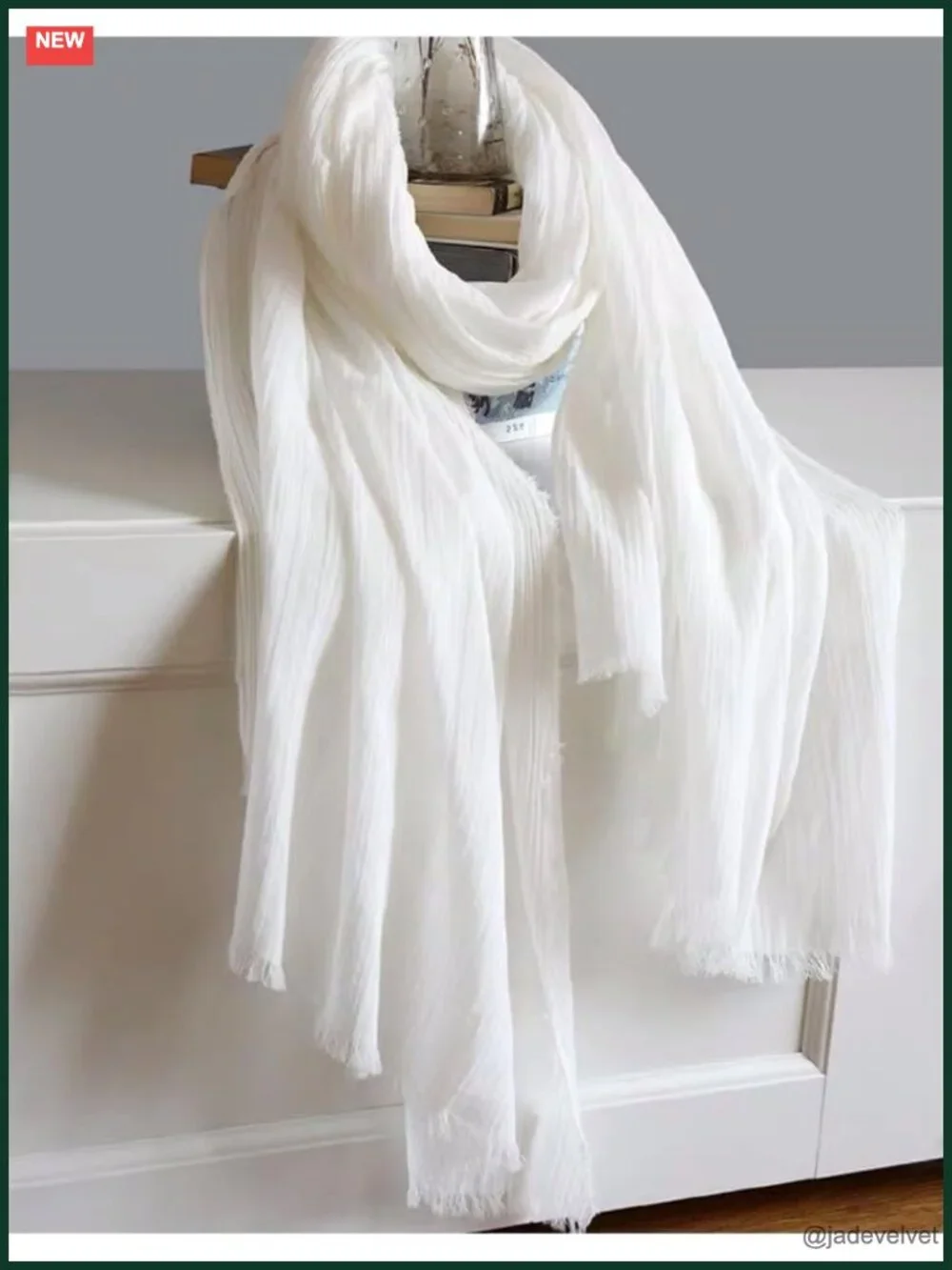 100% Cotton Frayed Edge Fashion Scarf Lightweight Wrap